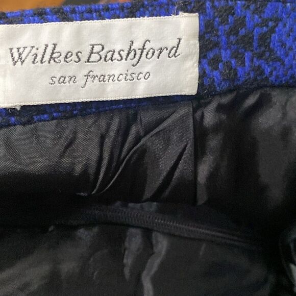 Jasper Conrad Royal Blue Black Pencil Skirt Wool and Cashmere Blend - Picture 13 of 14